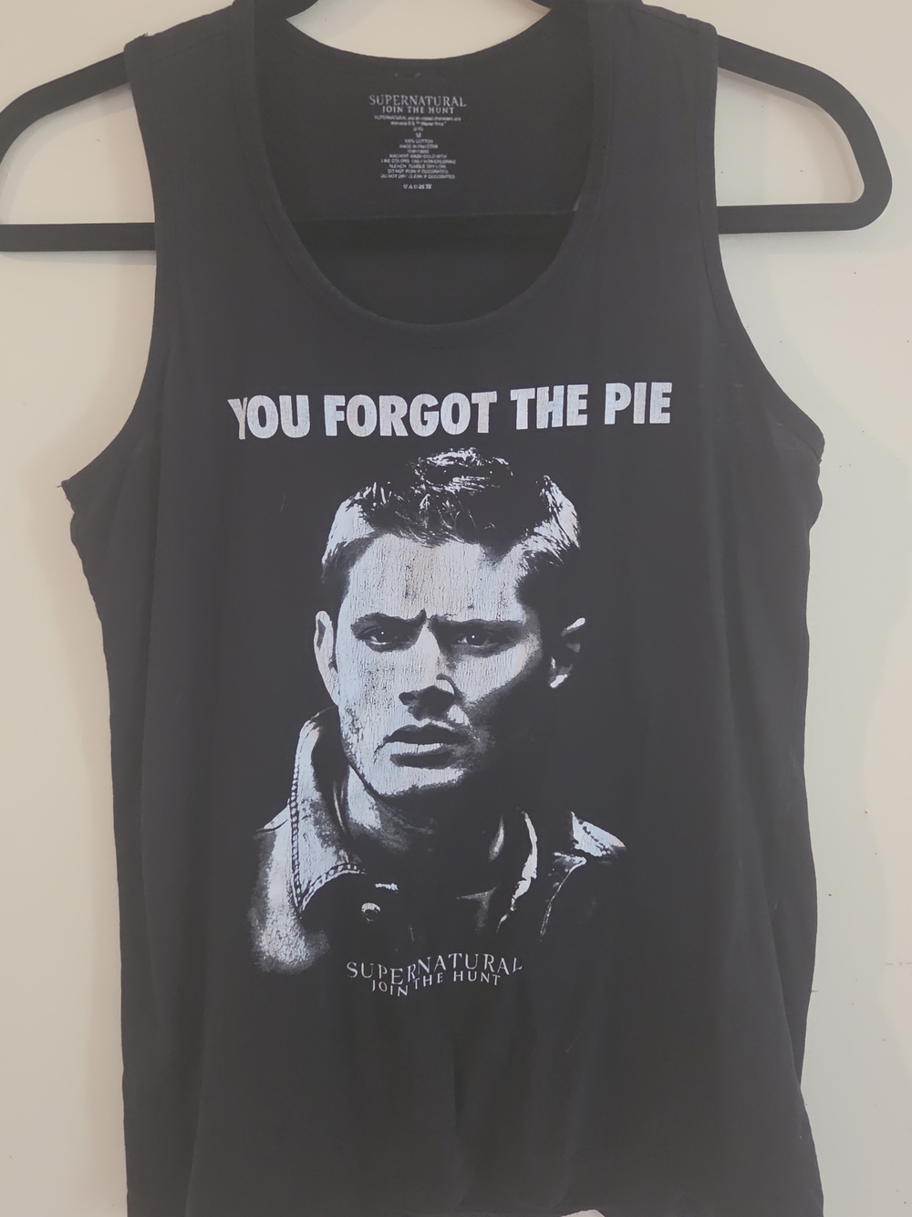 Womens Black Supernatural Graphic Tank You Forgot The Pie